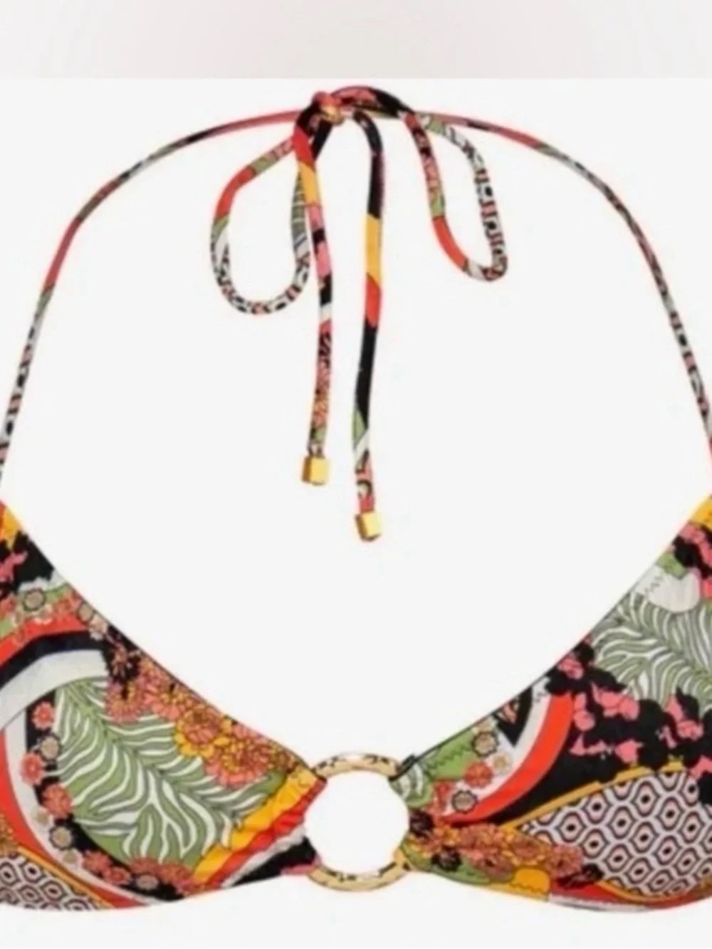 Printed Set- Halter Bikini Top with Ring Detail matching bottom - Multicolor - Picture 4 of 4
